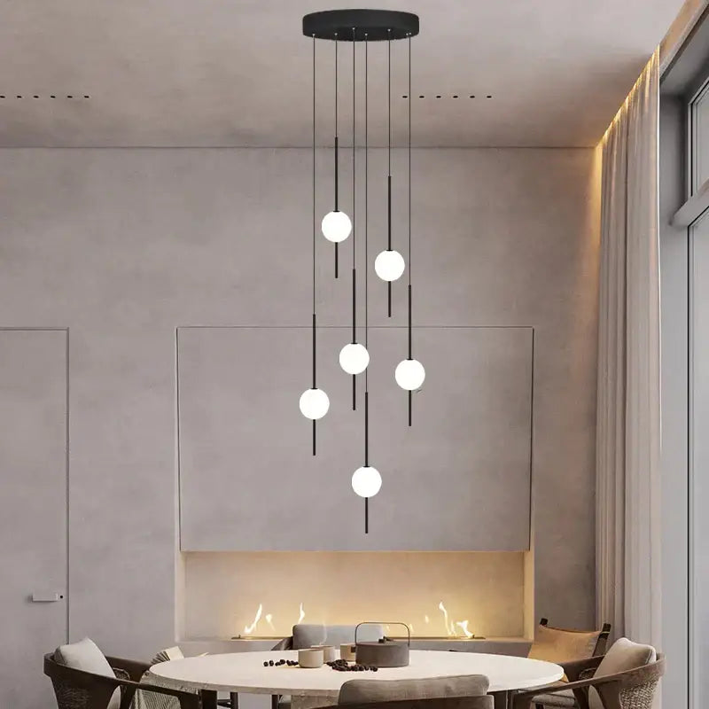 Modern minimalist black & white creative led chandeliers living room