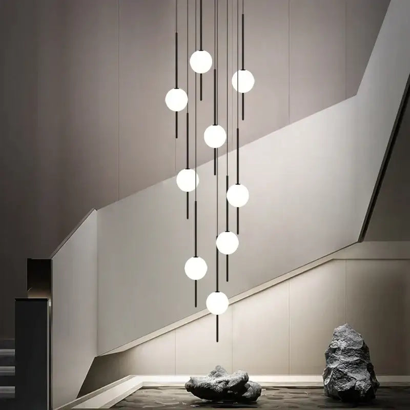 Modern minimalist black & white creative led chandeliers living room