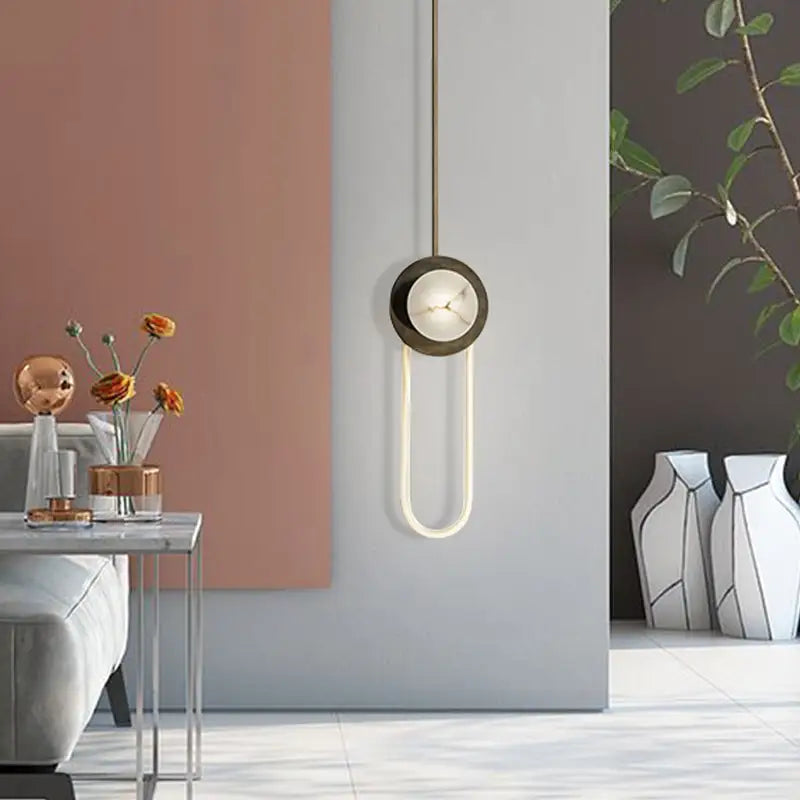 Modern minimalist bronze & white oval wall lamp bedroom light