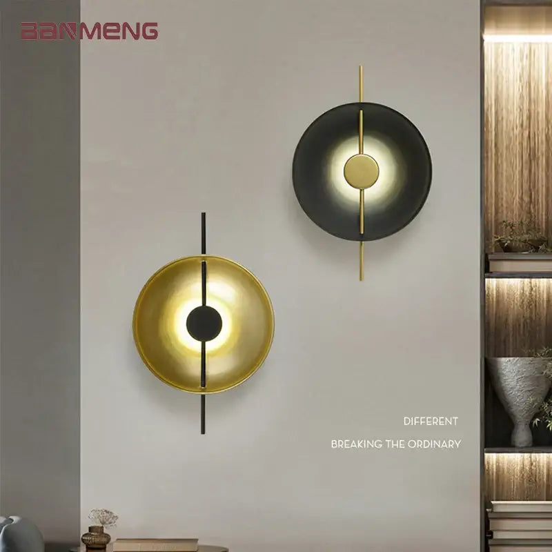 Modern minimalist gold & black led wall lamps for living room