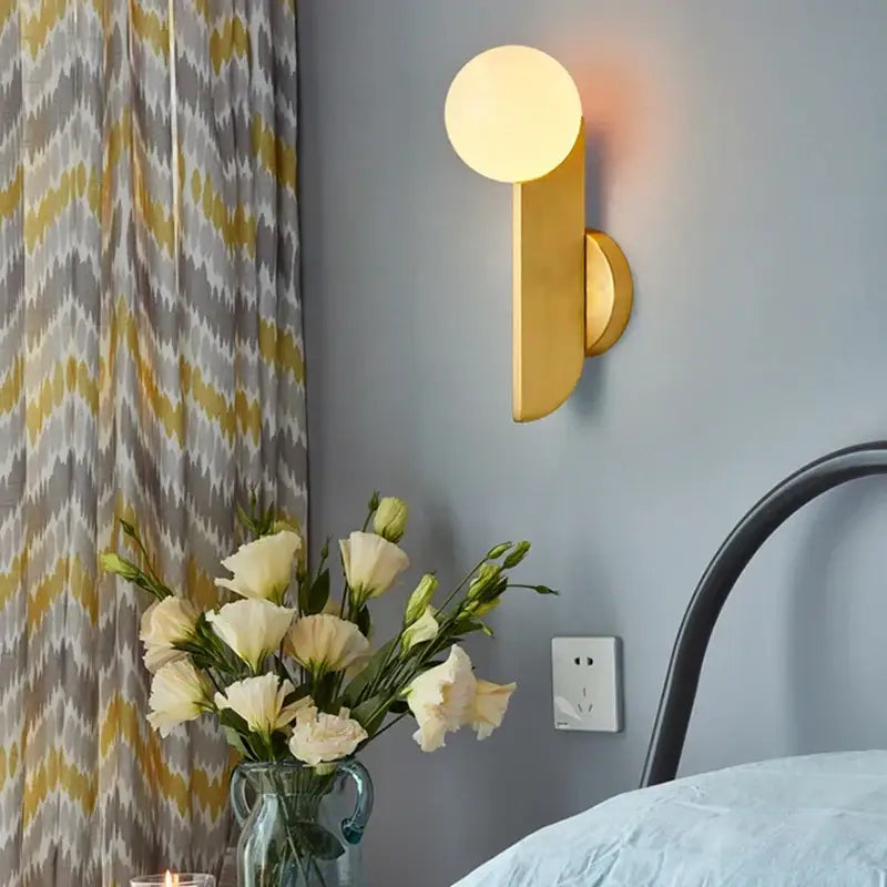 Modern minimalist gold decorbites glass ball wall lamps bedroom light