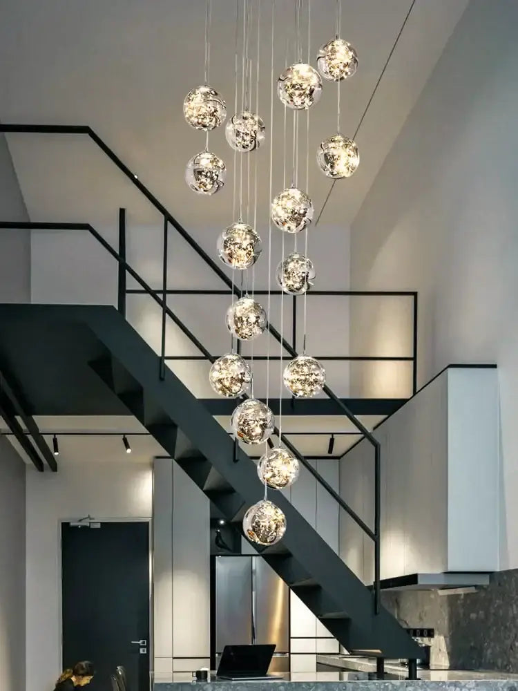 Modern minimalist gold decorbites glass chandelier staircase light
