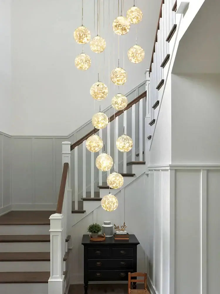 Modern minimalist gold decorbites glass chandelier staircase light