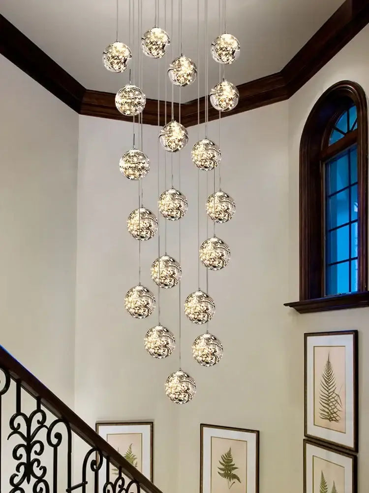 Modern minimalist gold decorbites glass chandelier staircase light