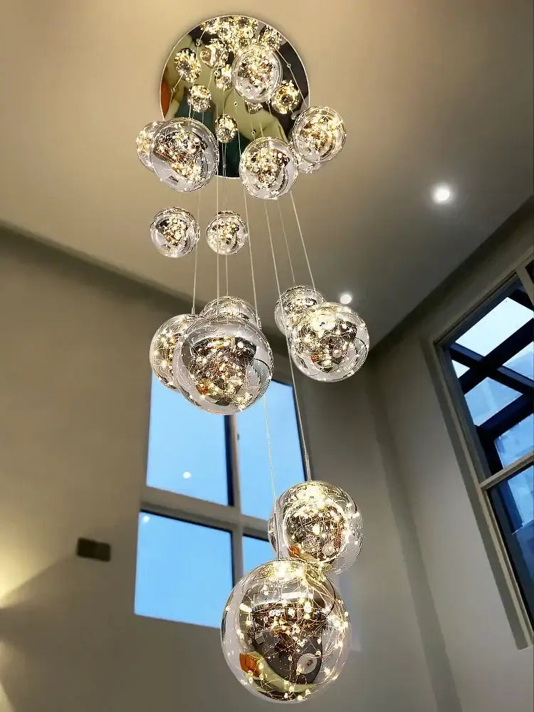 Modern minimalist gold decorbites glass chandelier staircase light