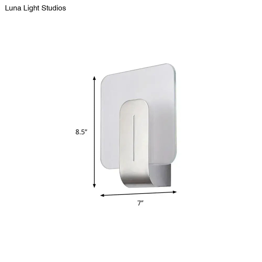 Modern minimalist nickel led bathroom wall sconce with glass shade