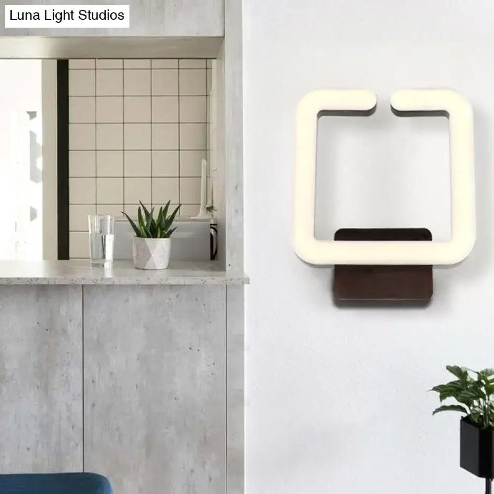 DecorBites™ Contemporary LED Acrylic Wall Sconce - Square Frame Design, 1 Light - Warm/White/Natural Light