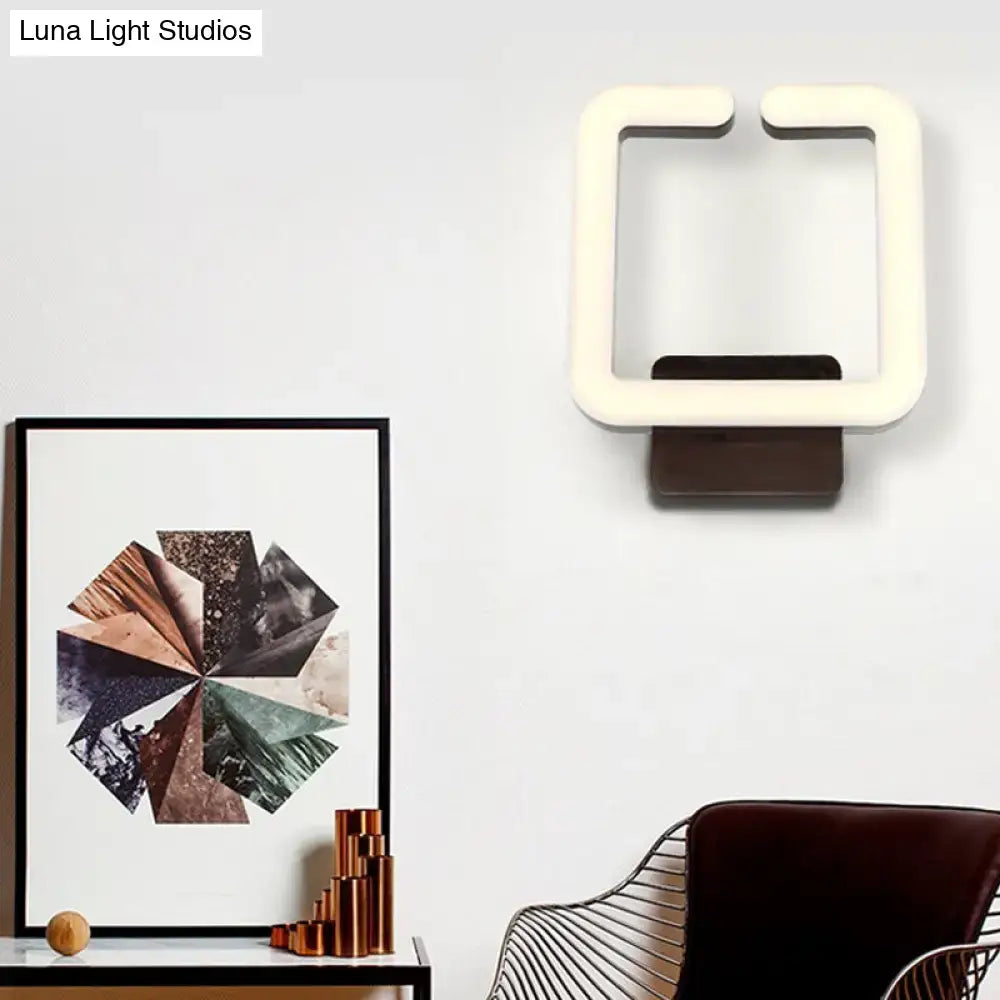 DecorBites™ Contemporary LED Acrylic Wall Sconce - Square Frame Design, 1 Light - Warm/White/Natural Light