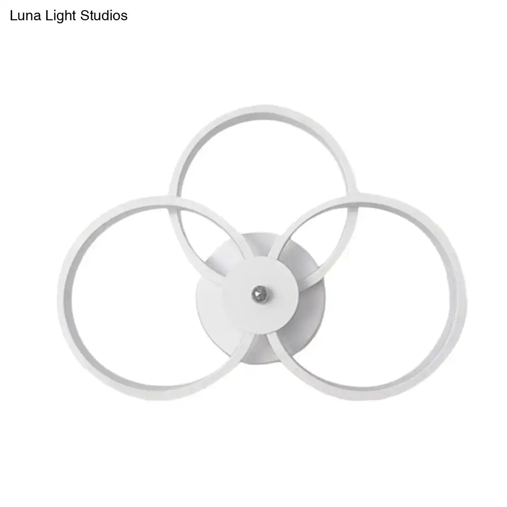 DecorBites™ Minimalist White 3-Ring LED Acrylic Wall Sconce Light Fixture - Warm/White Light