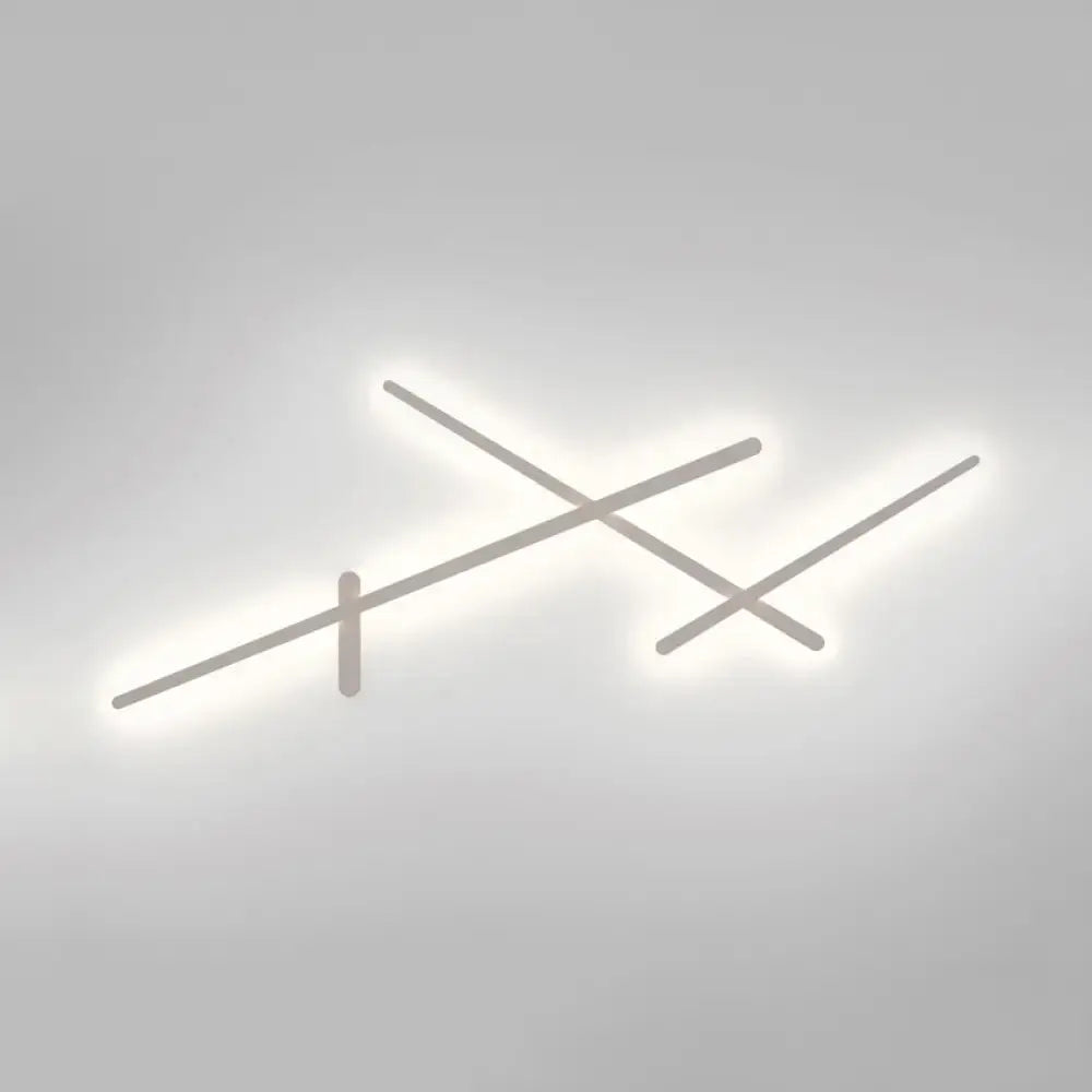 DecorBites™ Modern White Crossed Lines Wall Lamp - Metal, 3/4 Lights - Simplistic Living Room Lighting
