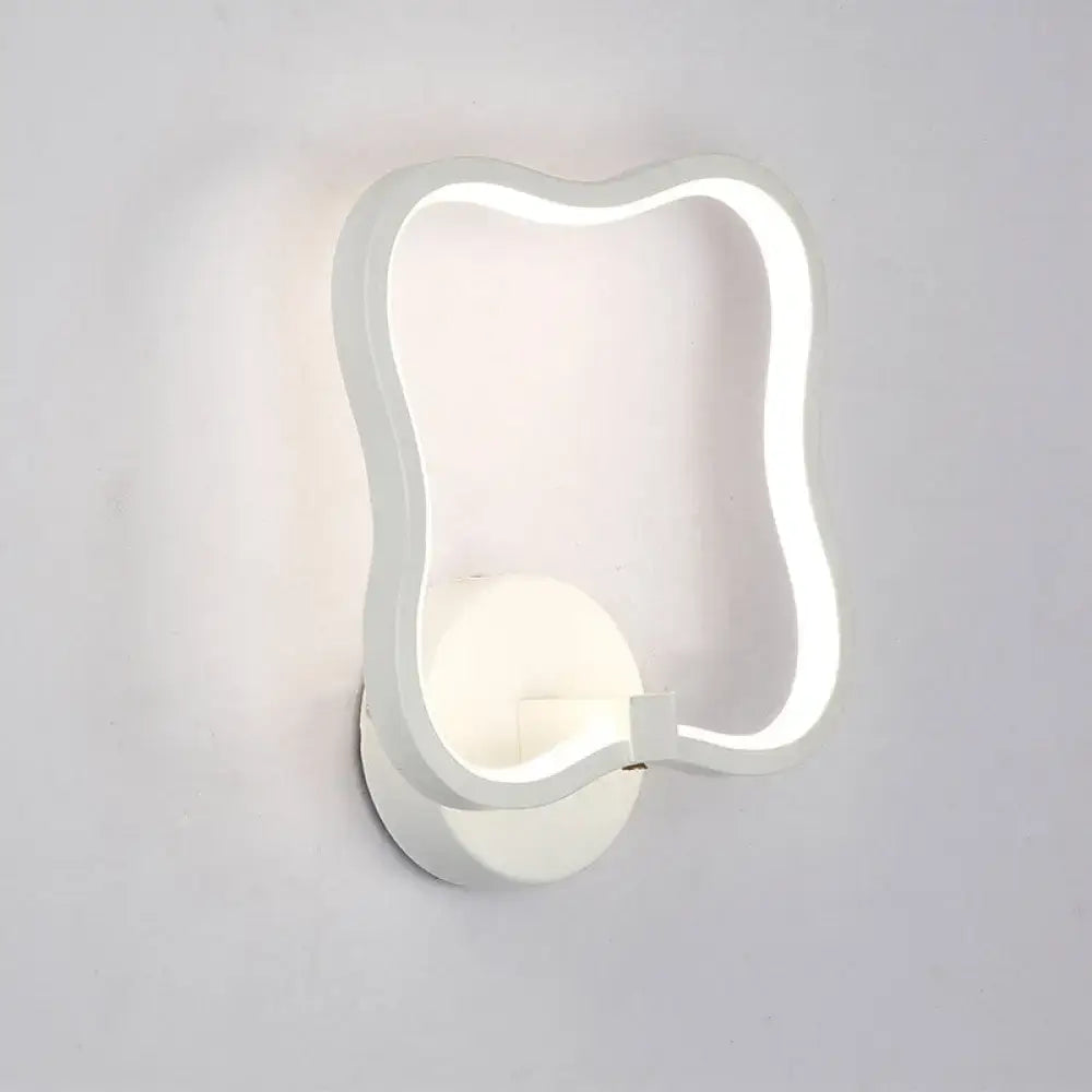 Modern minimalist white curved square led wall sconce bedroom light