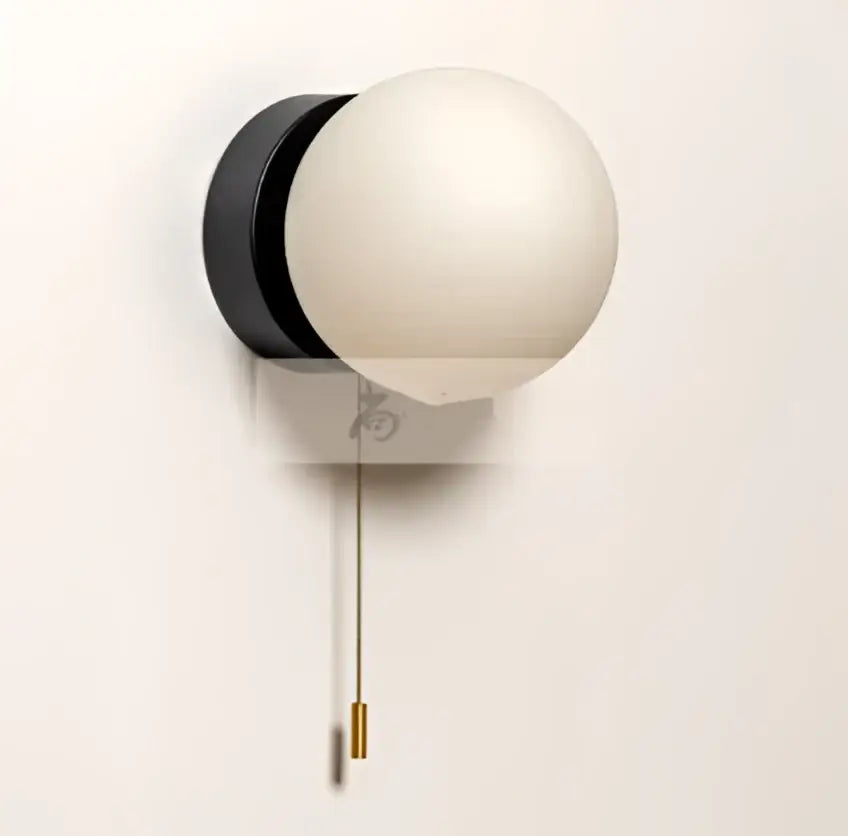 Modern minimalist white frosted glass ball wall light bedroom sconce