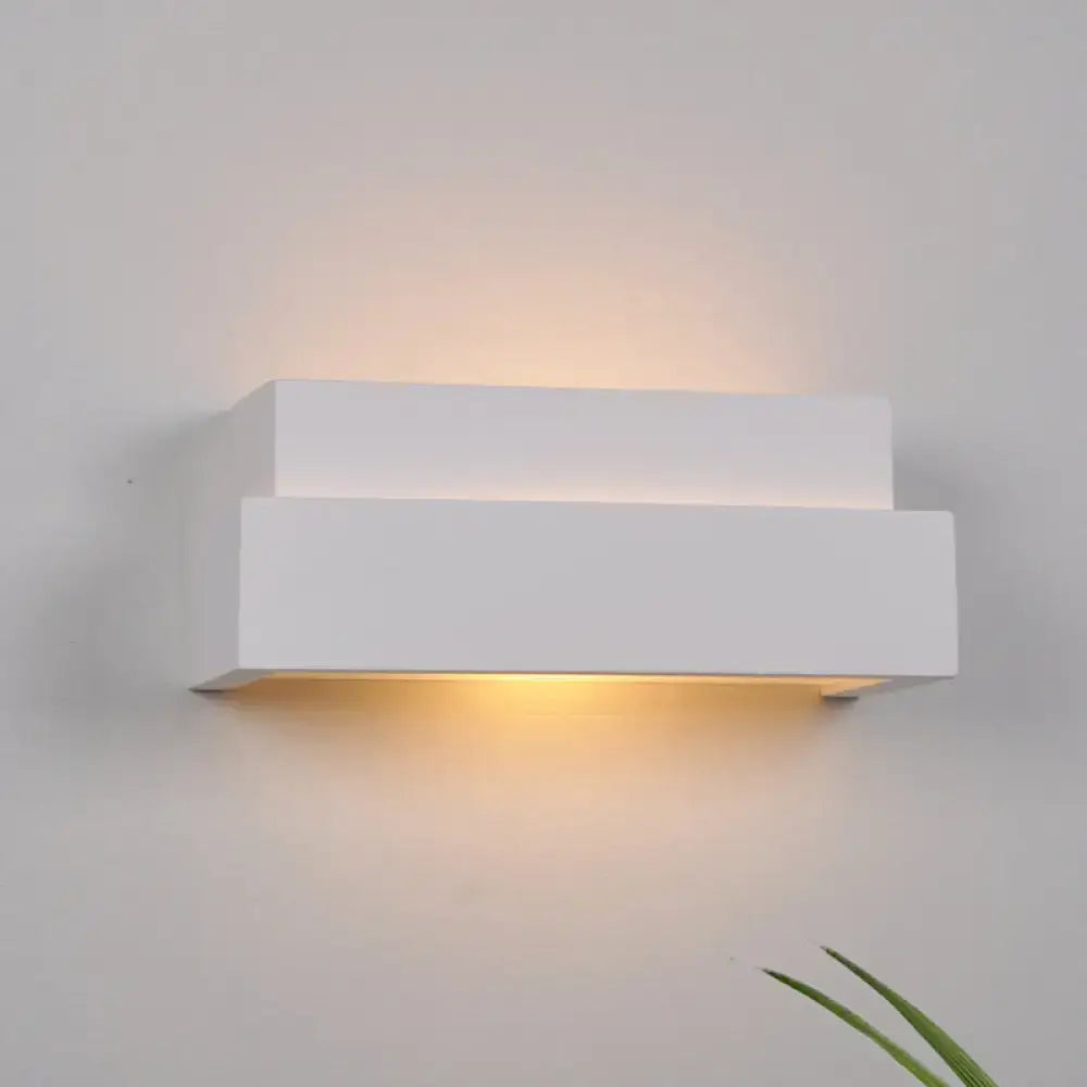 DecorBites™ Simple Style White Rectangular Wall Washer Light for Bedroom - Plaster Wall Mounted Lamp