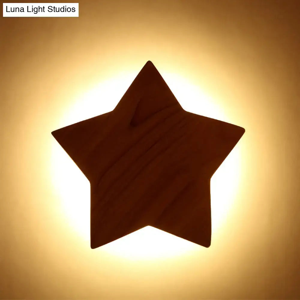 Modern natural wood star wall lamp living room sconce