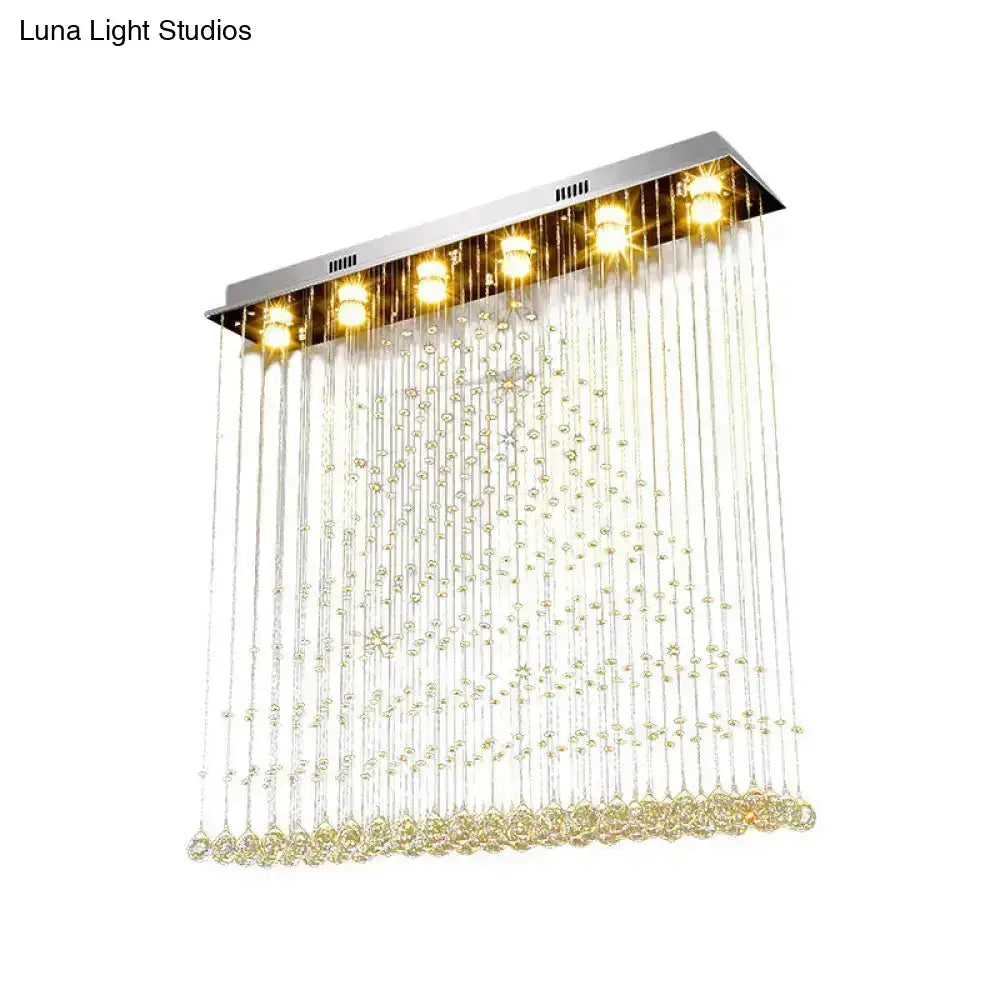 Modern nickel crystal ball cascade chandelier dining room light