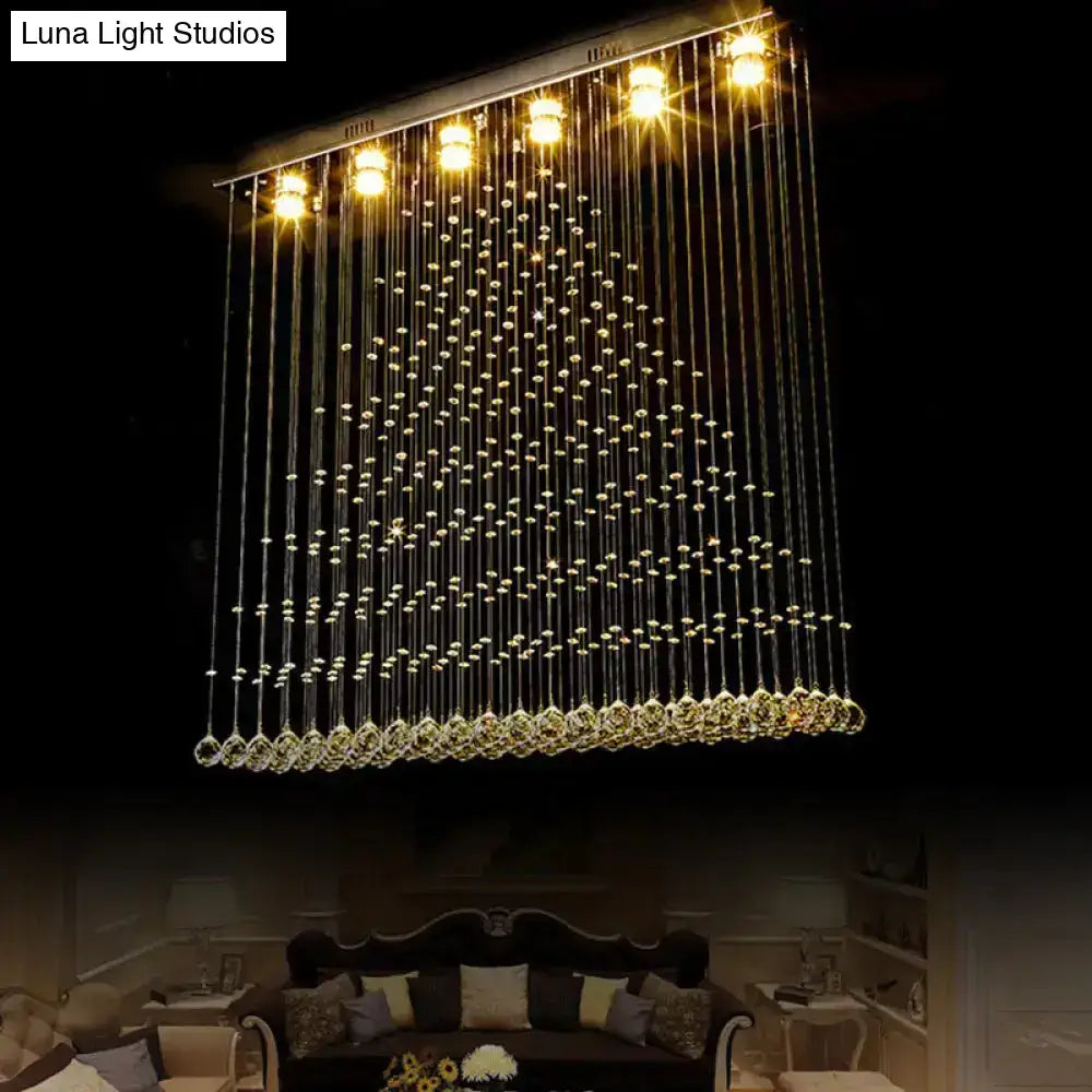 Modern nickel crystal ball cascade chandelier dining room light
