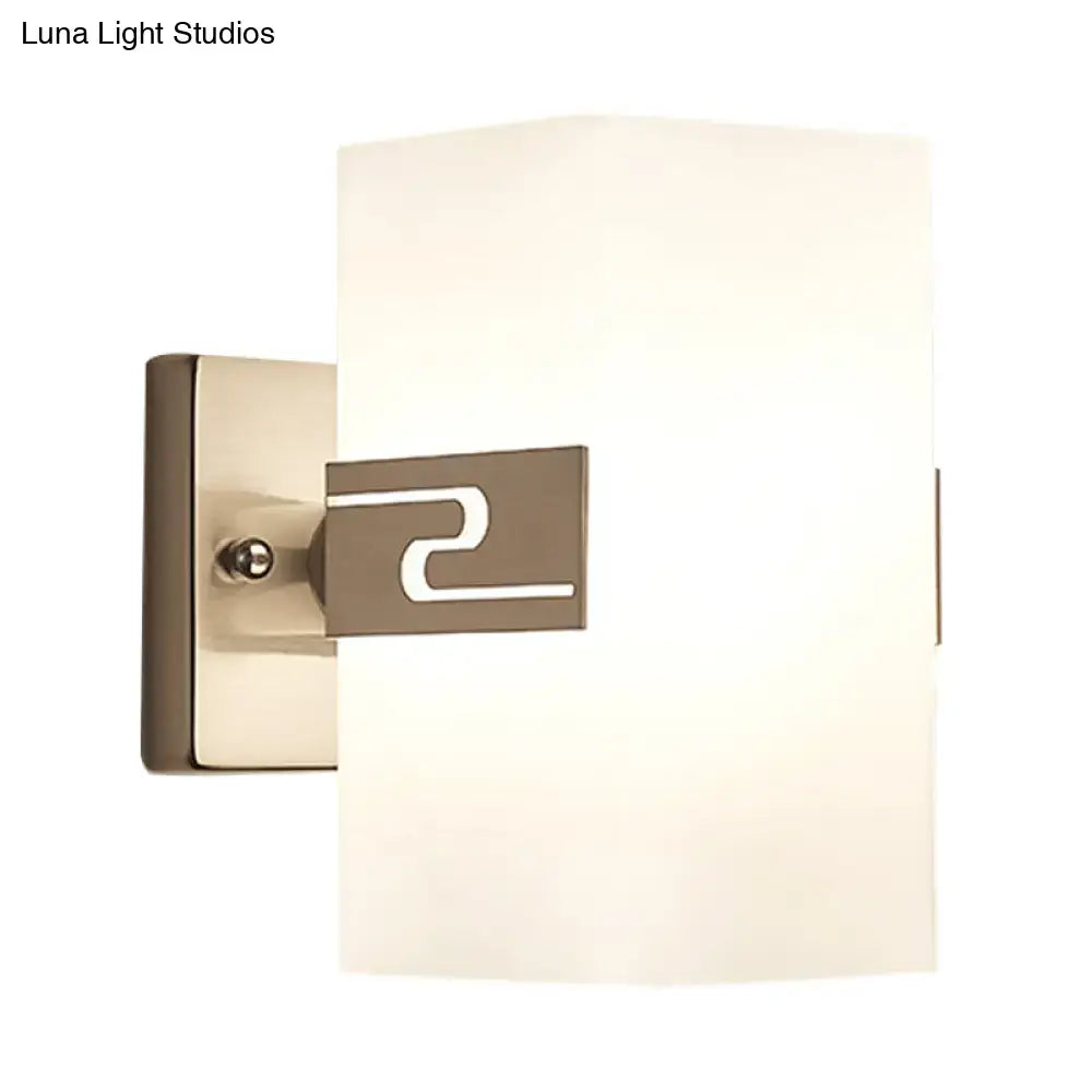 DecorBites™ Modern Wall Mounted Nickel Cuboid Sconce Lamp with White Glass - Ideal for Corridors