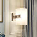 DecorBites™ Modern Wall Mounted Nickel Cuboid Sconce Lamp with White Glass - Ideal for Corridors