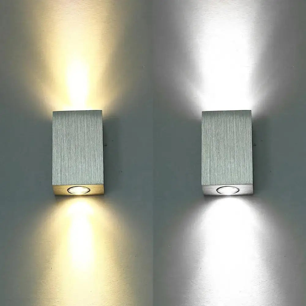 DecorBites™ Modern LED Wall Sconce in Nickel Finish with Warm/White Lighting for Porch
