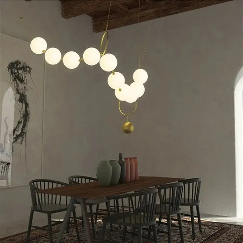 Modern nordic led pendant lamp gold and white dining room chandelier