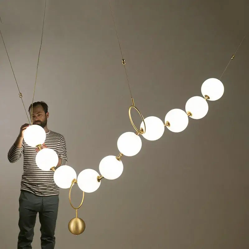 Modern nordic led pendant lamp gold and white dining room chandelier
