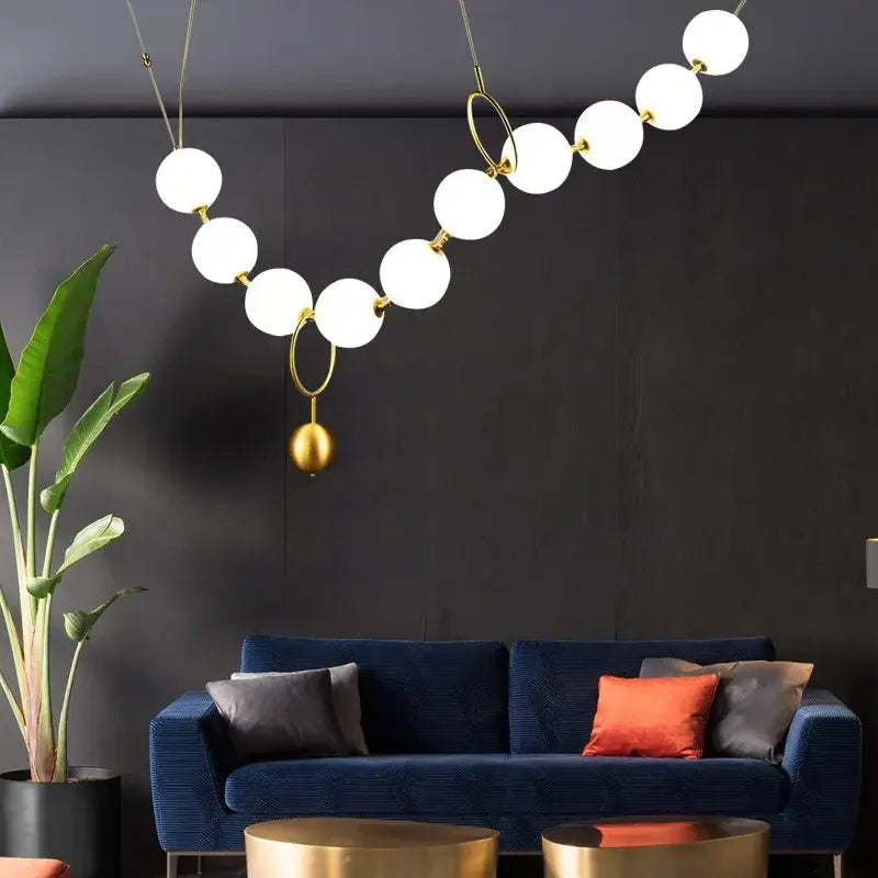 Modern nordic led pendant lamp gold and white dining room chandelier
