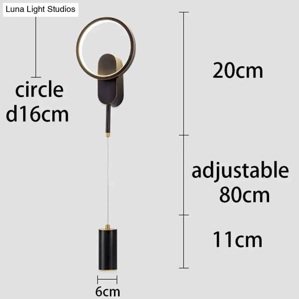 Modern nordic led wall lamp bedroom sconce in black & gold