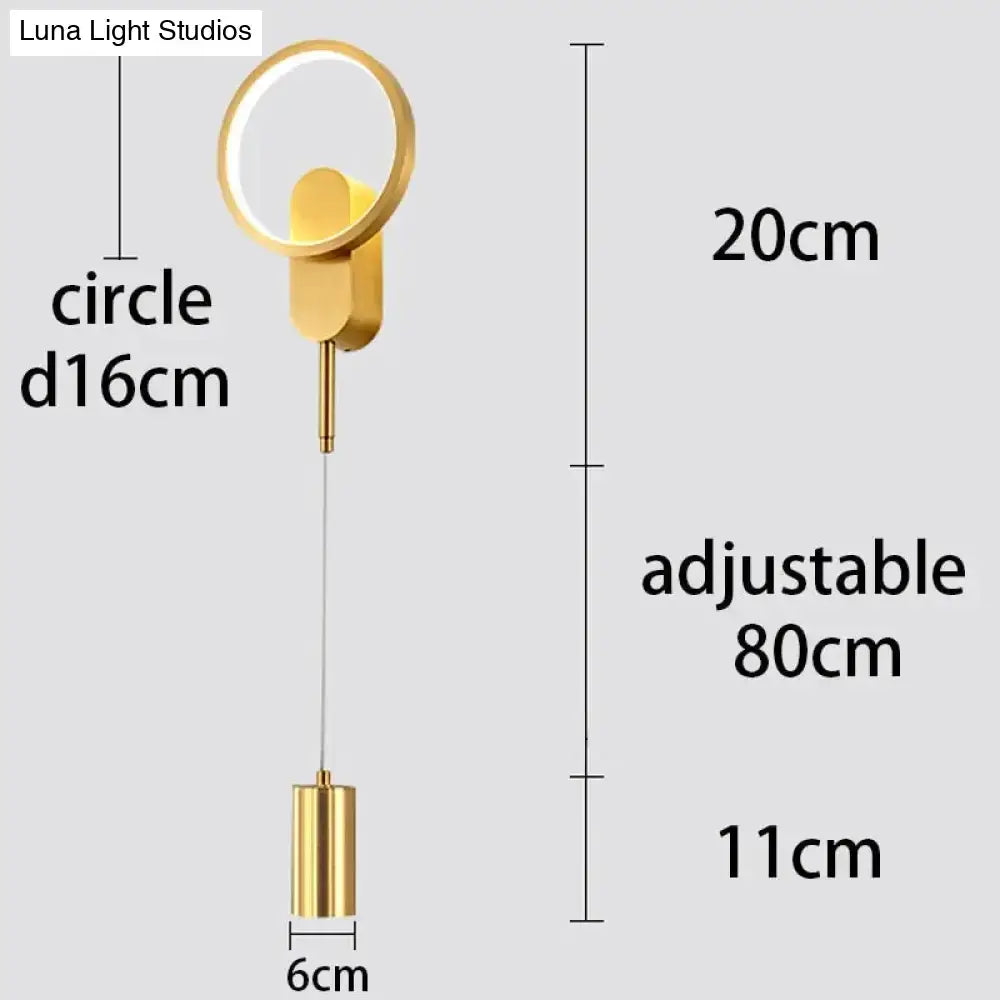 Modern nordic led wall lamp bedroom sconce in black & gold
