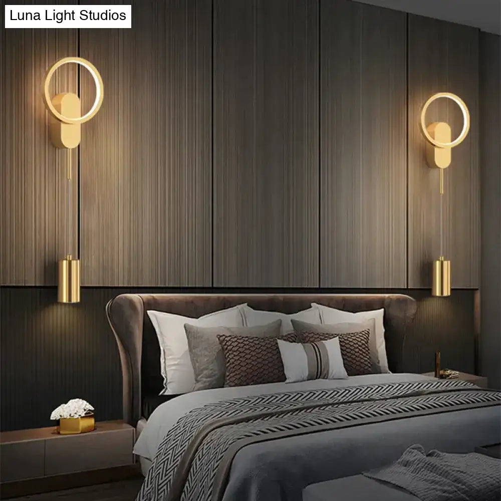 Modern nordic led wall lamp bedroom sconce in black & gold