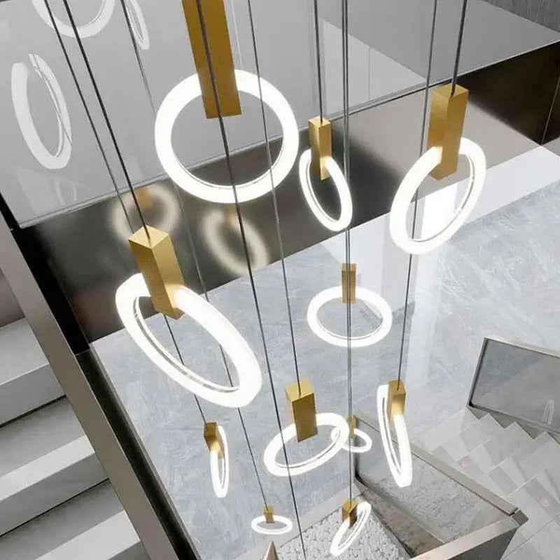 Modern nordic led wood stair chandelier living room pendant light