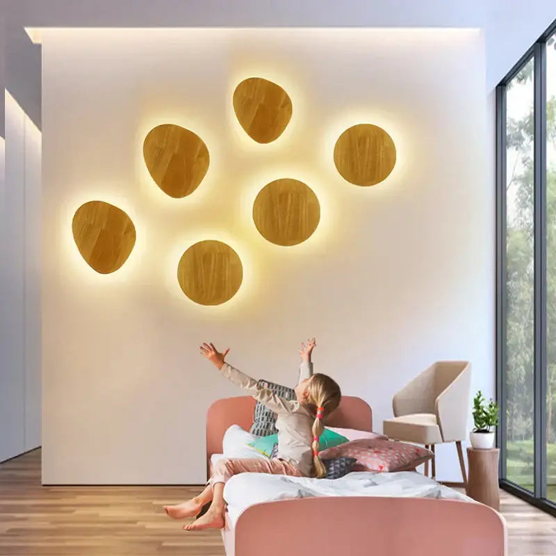 Modern nordic natural wood led wooden wall lamp bedroom sconces