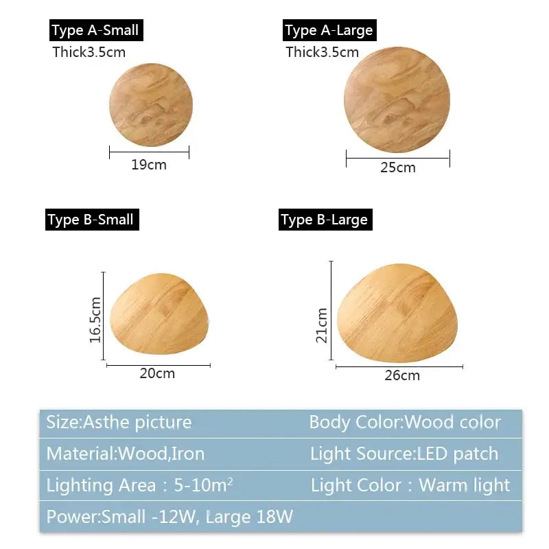 Modern nordic natural wood led wooden wall lamp bedroom sconces