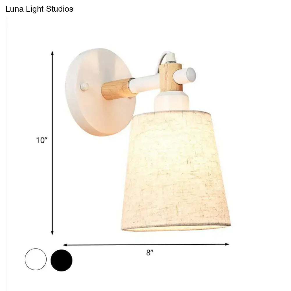 DecorBites™ Modern Nordic Wall Lamp with Horn Shade and Wood Joint in Black/White - 1-Light Sconce