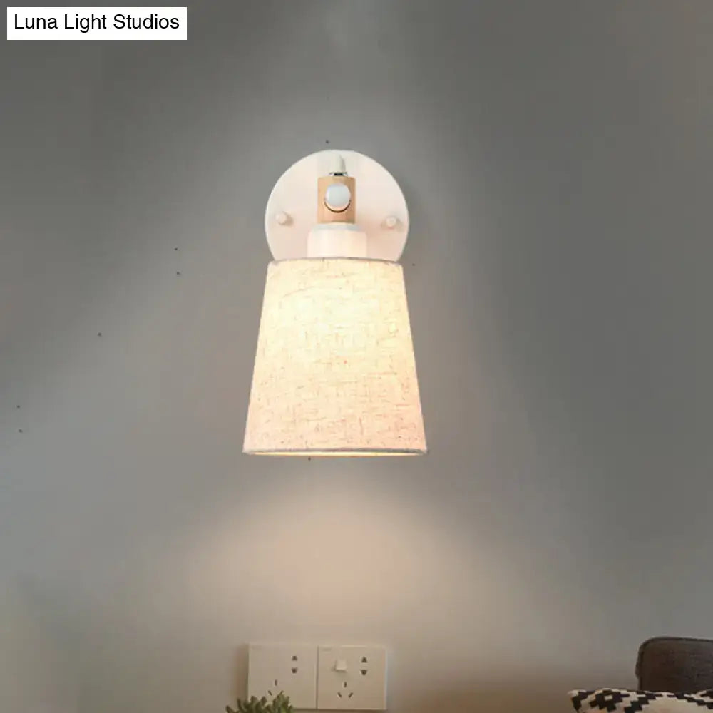 DecorBites™ Modern Nordic Wall Lamp with Horn Shade and Wood Joint in Black/White - 1-Light Sconce