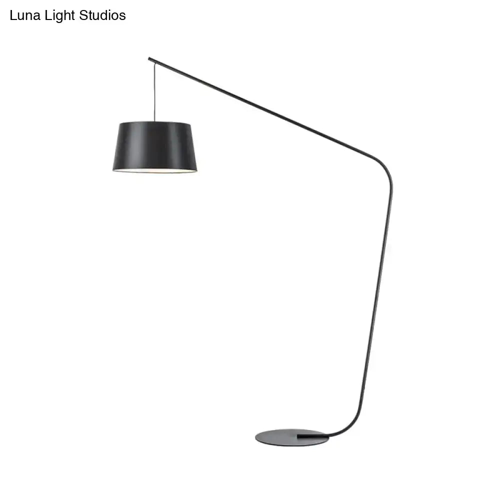 DecorBites™ Modern Black Metal Floor Lamp with Unique Linear Capsule Arch Design for Living Room
