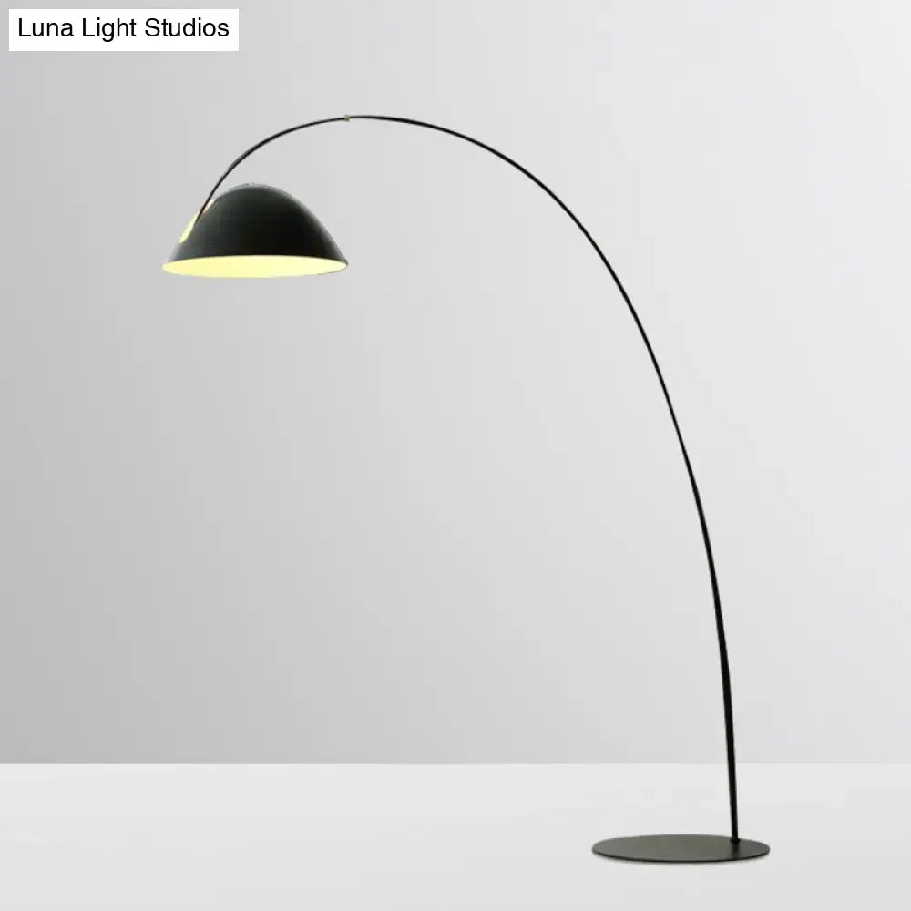 DecorBites™ Modern Black Metal Floor Lamp with Unique Linear Capsule Arch Design for Living Room