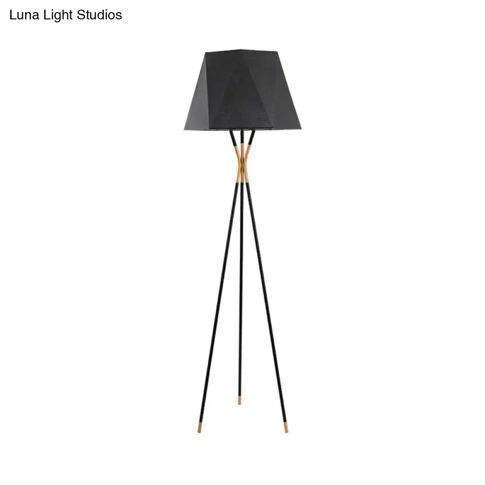 DecorBites™ Modern Black Metal Floor Lamp with Unique Linear Capsule Arch Design for Living Room