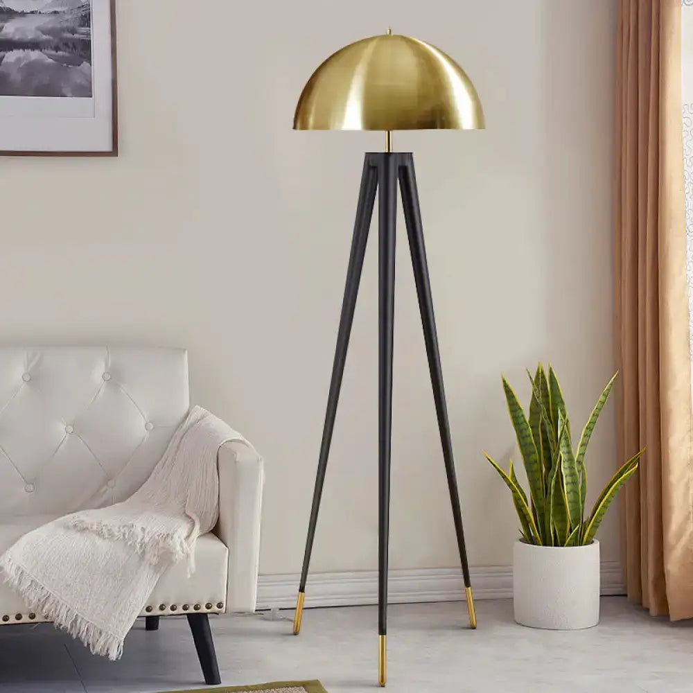 DecorBites™ Modern Black Metal Floor Lamp with Unique Linear Capsule Arch Design for Living Room