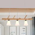 DecorBites™ Modern Opal Glass Chandelier with 3-Light Island Lighting in Wood for Dining Room