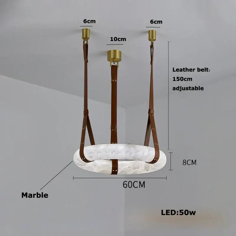 DecorBites™ Classic Ring Marble Chandelier Light Brown Pendant for Living Room Bedroom