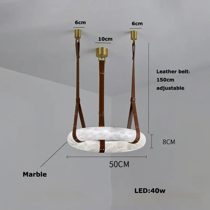 DecorBites™ Classic Ring Marble Chandelier Light Brown Pendant for Living Room Bedroom