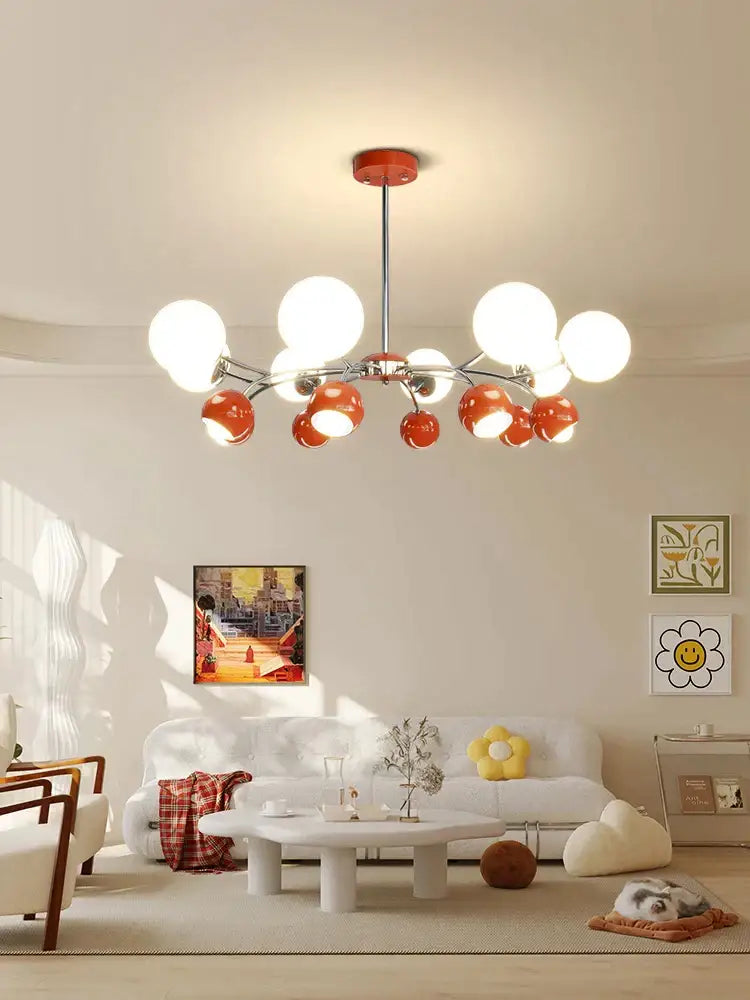 Modern orange & white glass pendant lamp – living room chandelier