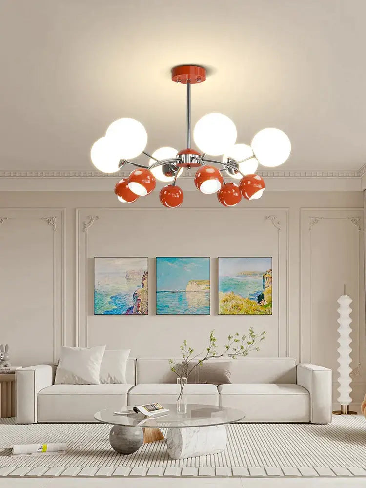 Modern orange & white glass pendant lamp – living room chandelier