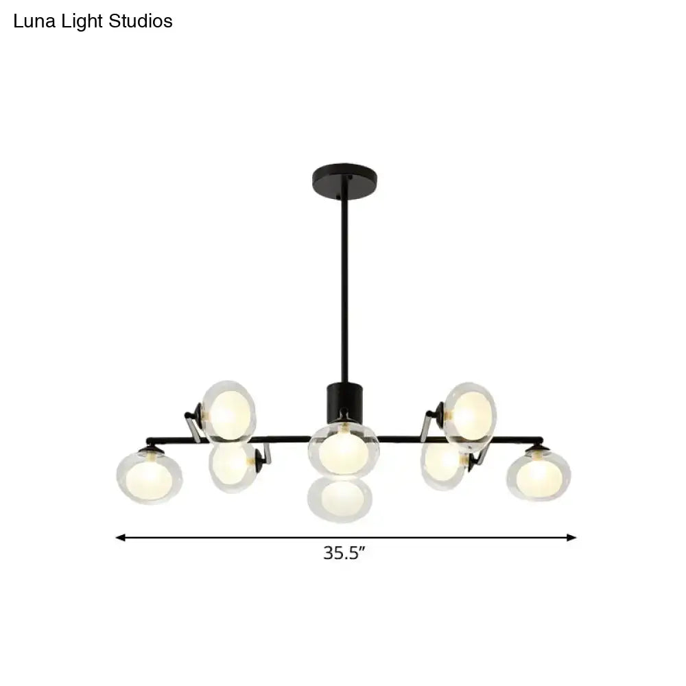 DecorBites™ Modern Oval Shade Island Light - 8/12 Lights Glass Suspension Light in Black/White