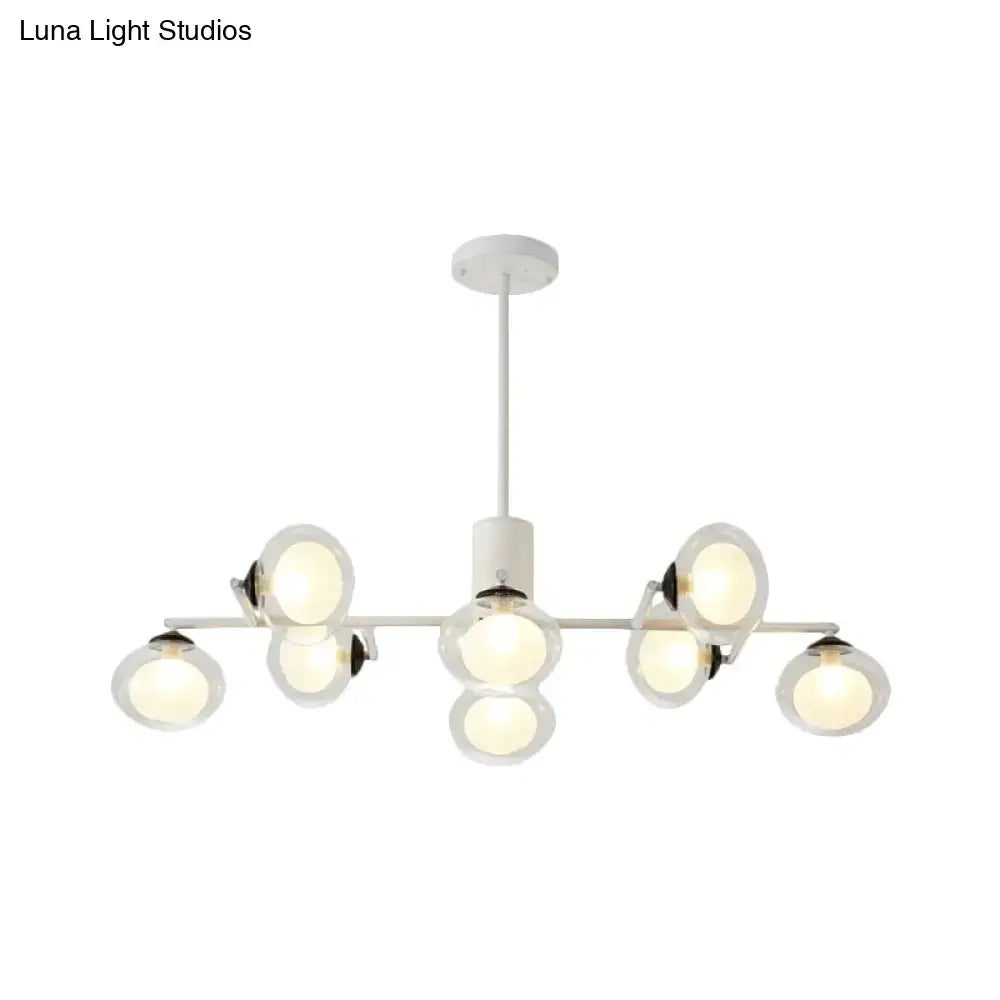 DecorBites™ Modern Oval Shade Island Light - 8/12 Lights Glass Suspension Light in Black/White