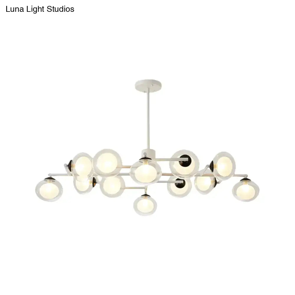 DecorBites™ Modern Oval Shade Island Light - 8/12 Lights Glass Suspension Light in Black/White