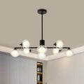 DecorBites™ Modern Oval Shade Island Light - 8/12 Lights Glass Suspension Light in Black/White