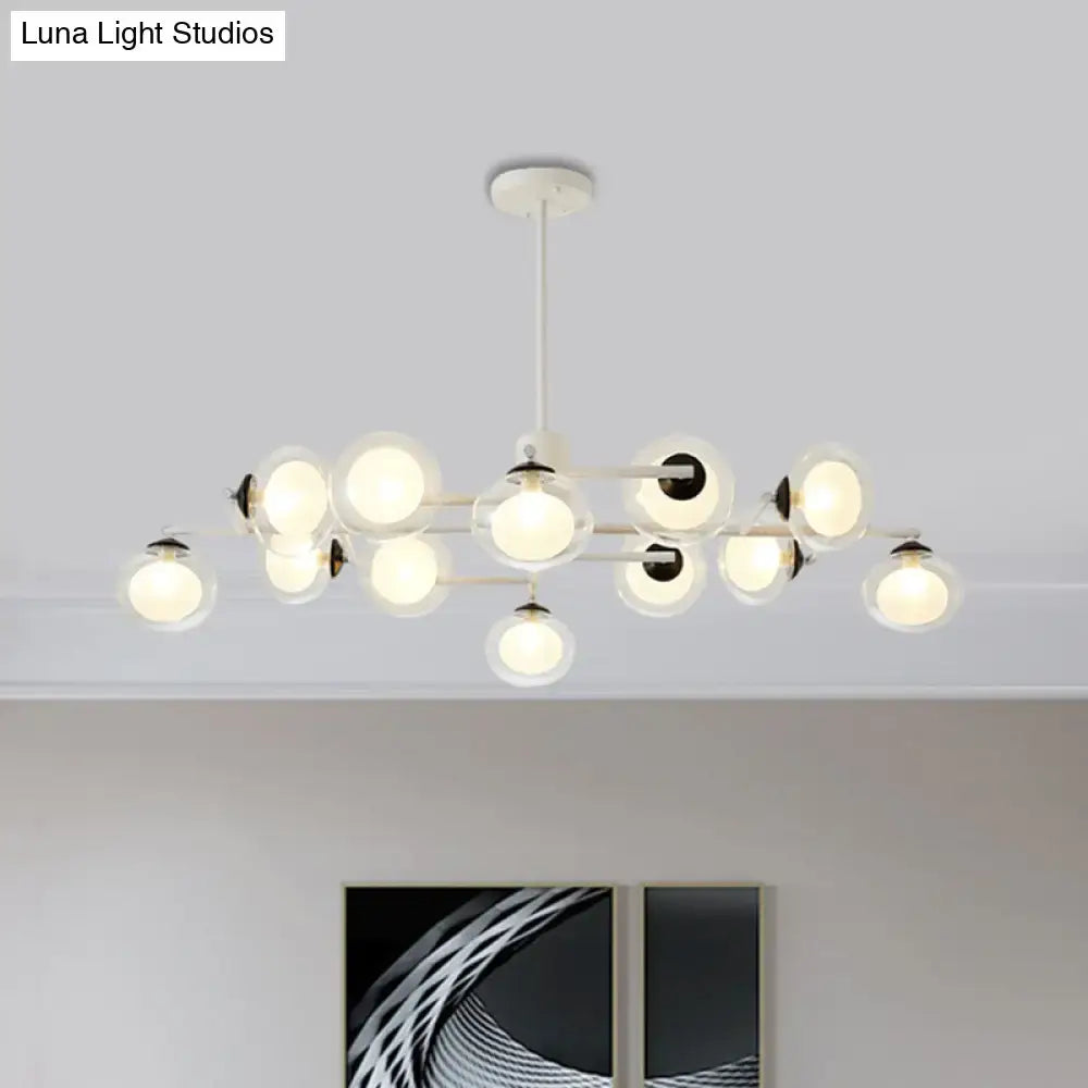 DecorBites™ Modern Oval Shade Island Light - 8/12 Lights Glass Suspension Light in Black/White
