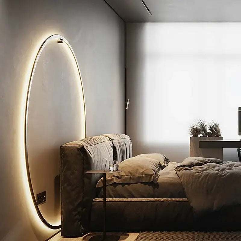 Modern oval led wall sconce bedroom mirror light