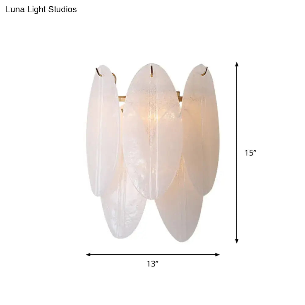 Modern oval white glass leaf wall sconce hallway light source
